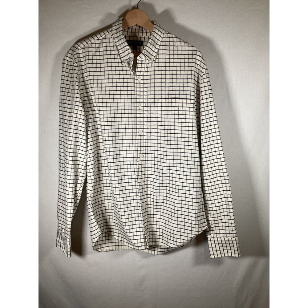 J.Crew Mercantile‎ Button Down White Navy Windowpane Flex Shirt Large